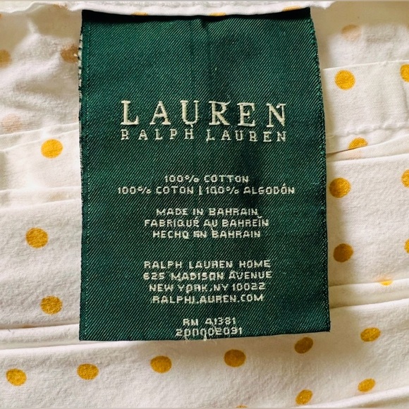 Bedding set vintage Ralph Lauren queen sheets ivory mustard yellow polka dot - Picture 3 of 5